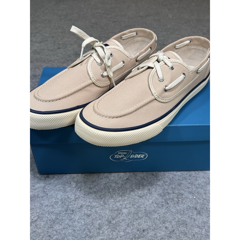 Sperry Seamate MM-276 Canvas Men's Beige Lace-Up Boat Shoes US 10.5 EU 44